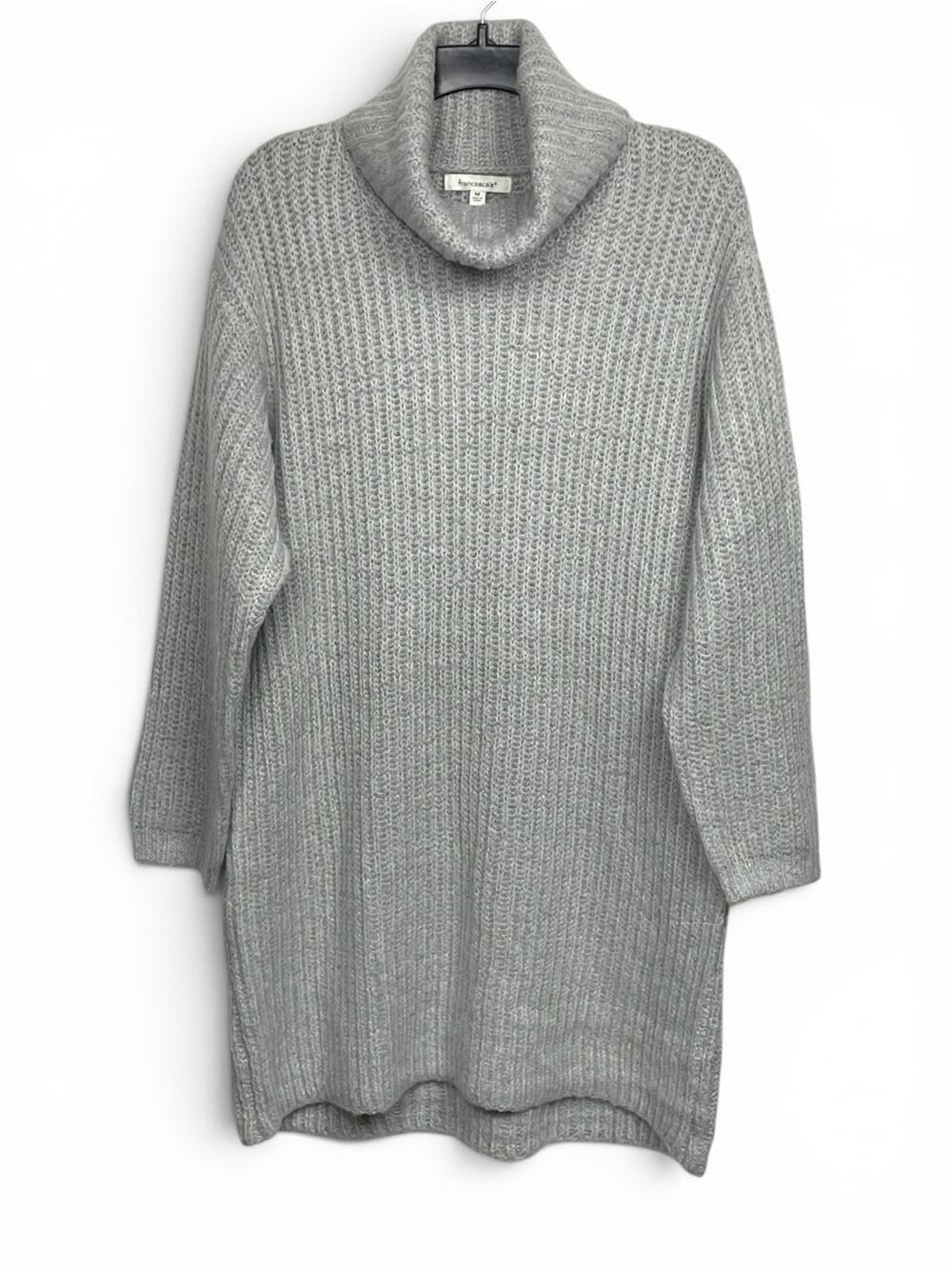 NEW Francesca's Gray Ribbed Cowl Neck Sweater Dress Medium